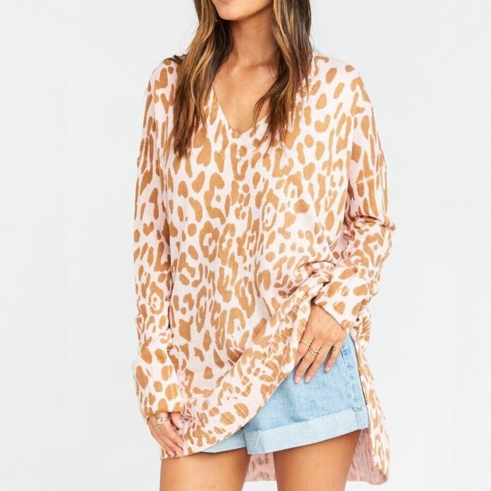 Pink leopard print, oversized sweater